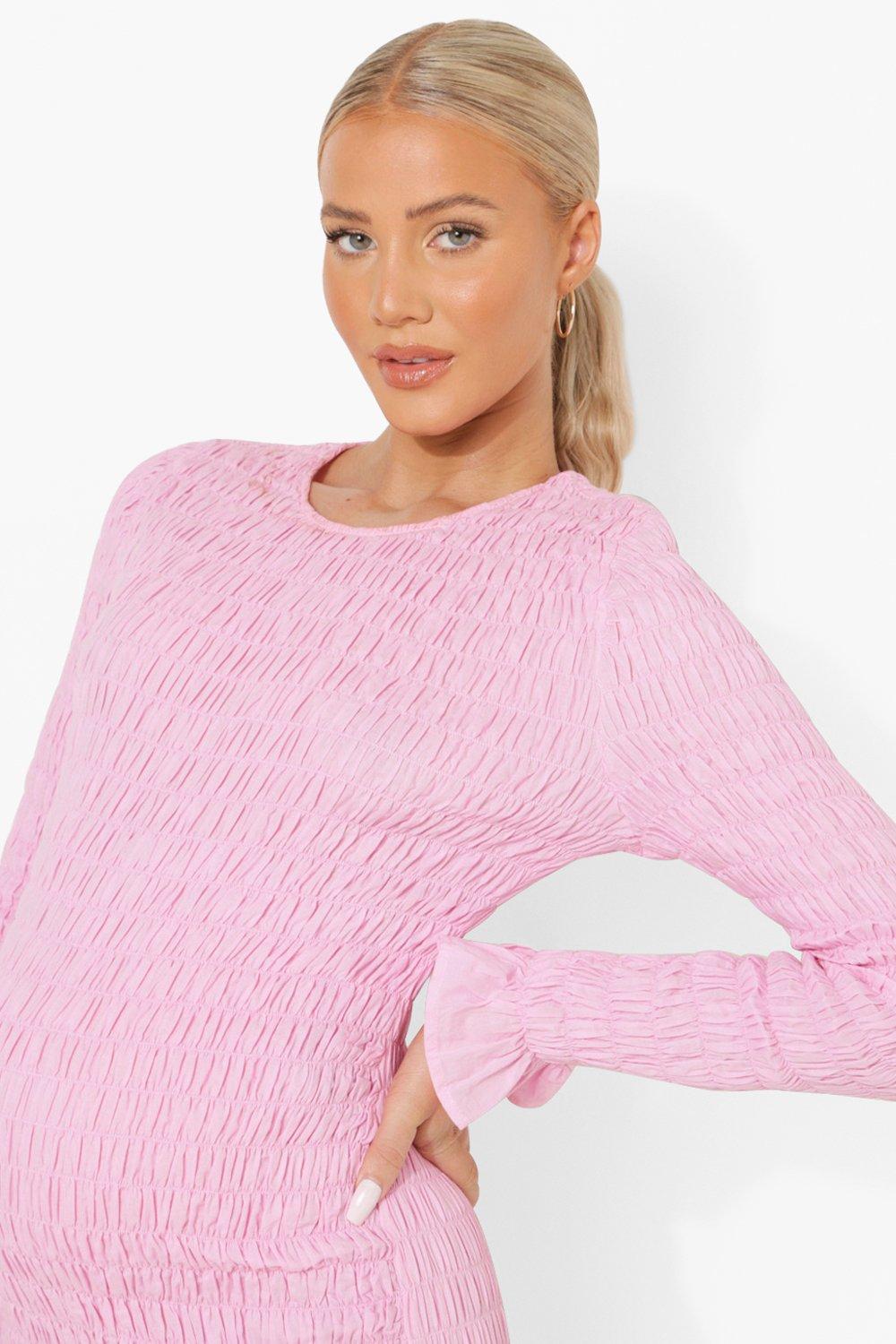 Long sleeve 2024 pink maternity dress